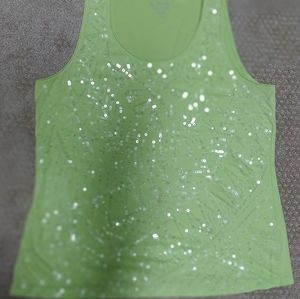 Sequined lime green tank top